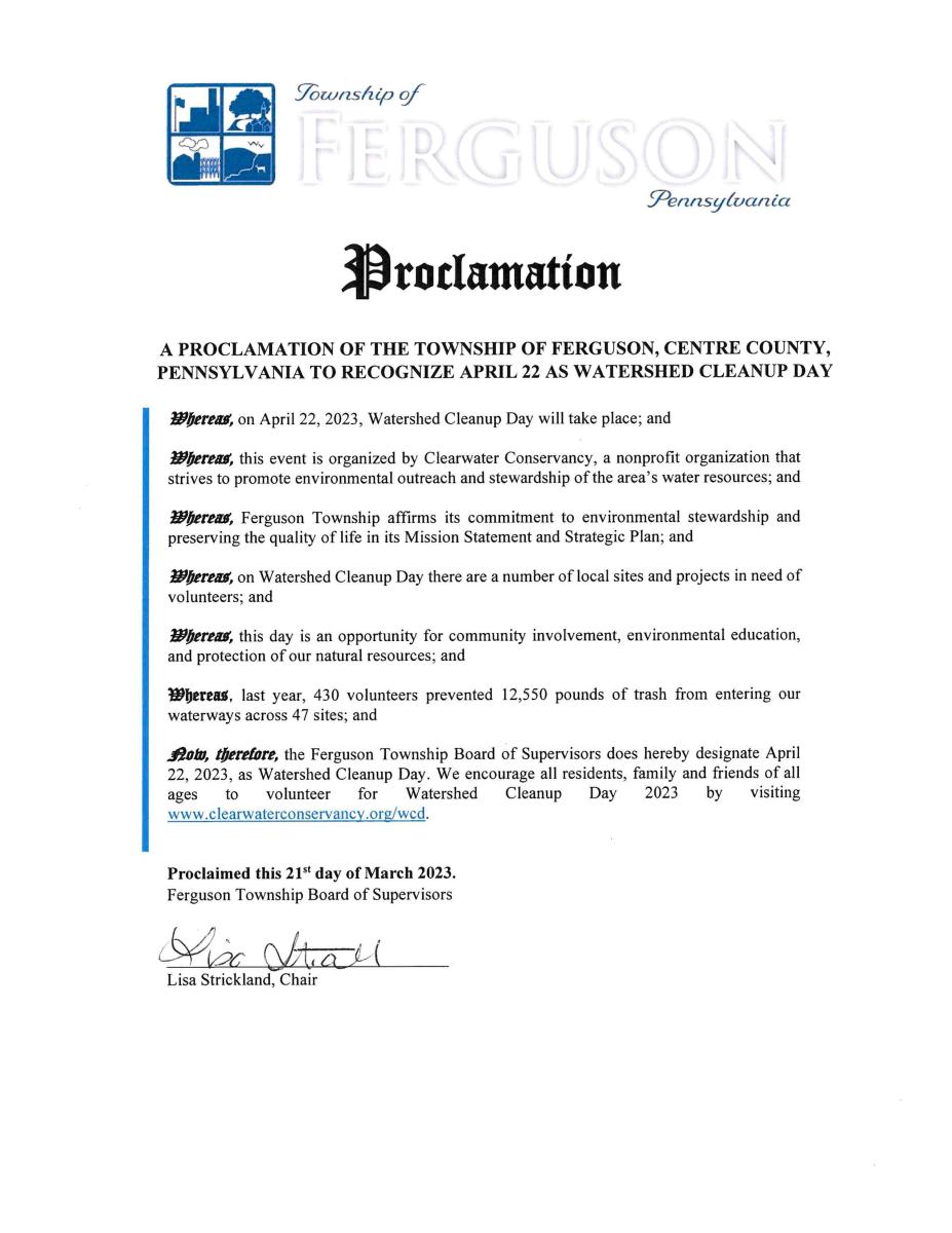 2023 Watershed Cleanup Day Proclamation