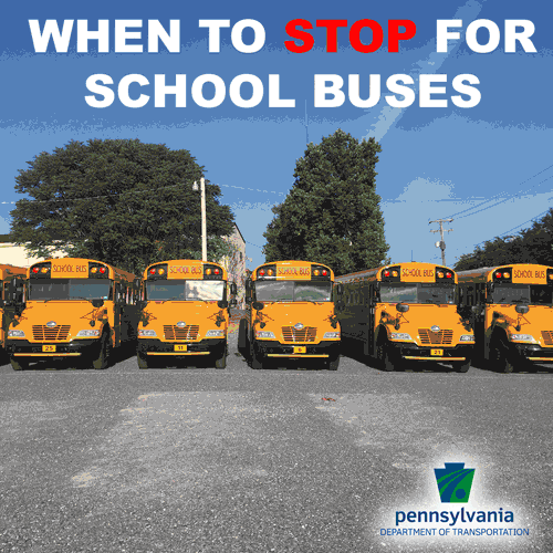 When to stop for a school bus from PennDOT