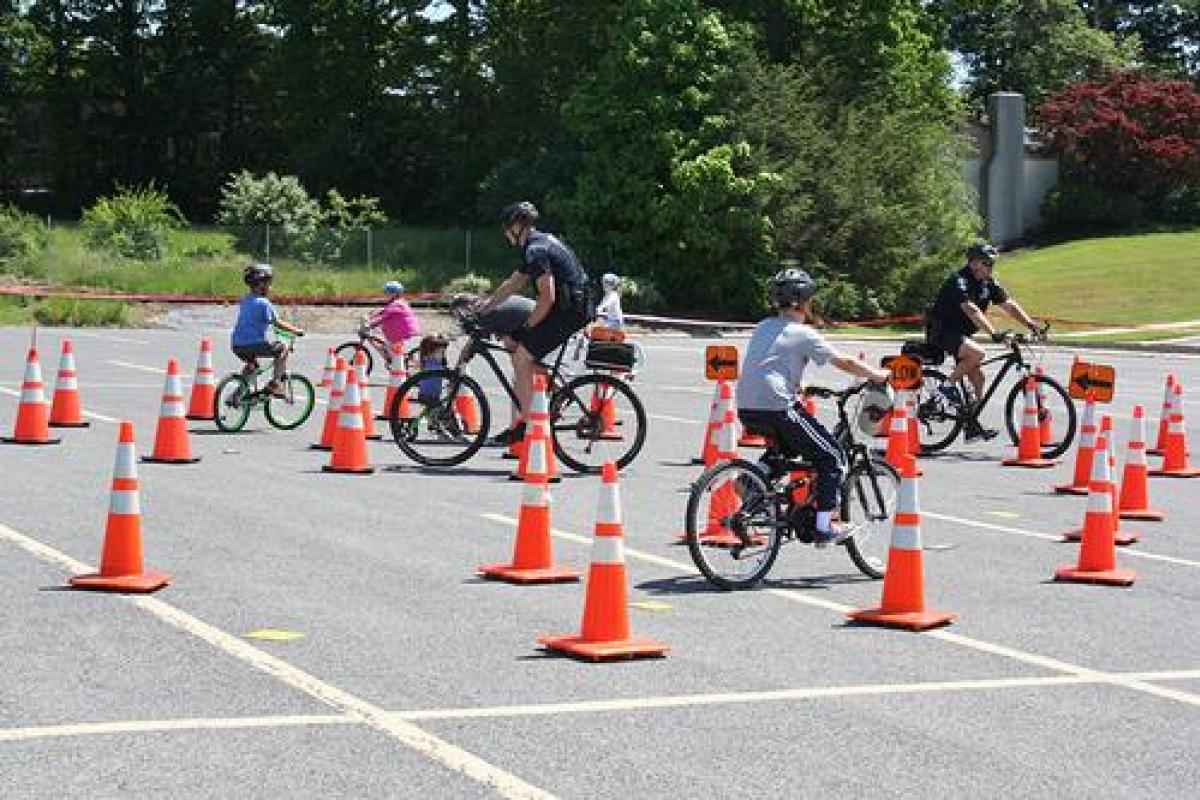 The bike safety course was reconfigured this year