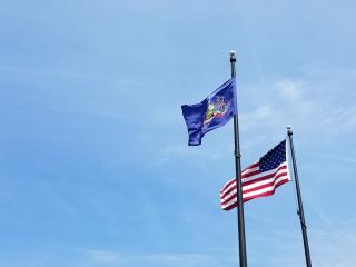 Pennsylvania and U.S. flags
