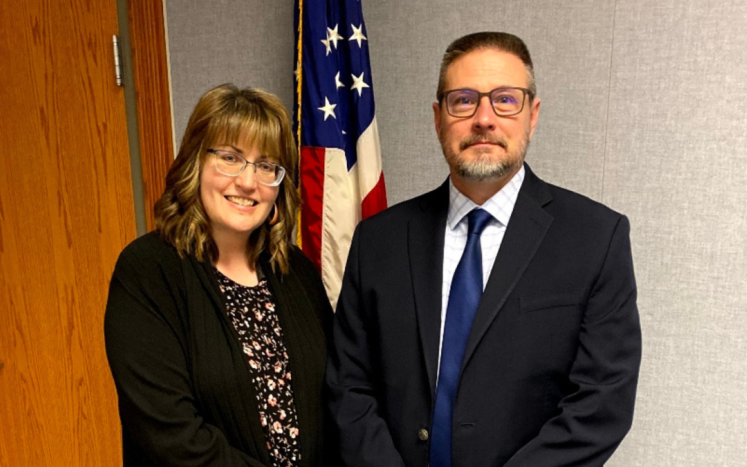 Police Data Specialist Alicia Wright and Chief of Police Matt Wilson